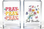 Vgrti Just breathe 2 Pack Acrylic Cosmetic Pencil Pen Holder Cup, Hope Inspirational Makeup Brush Organizer Holder, Women Faith Gifts, Christian Encouragement Gifts for Women Mom Daughter Teacher