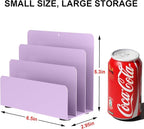OUTIOE Mail Organizer Countertop, Small Desk File Organizer, Metal File Holder - Essential Workspace Organizers for Office Desk, Home Office (Purple)