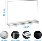 EHWINE 6 Pack Acrylic Sign Holder 8.5 x 11 Horizontal, Double-Sided Stand up Table Top Sign Holders, Clear Acrylic Picture Frame Menu Flyer Paper Holder Display Stand for Office Business Store Wedding Party