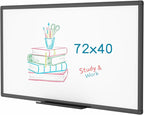 VIZ-PRO Magnetic Dry Erase White Board, 72 X 40 Inches, Black Aluminium Frame