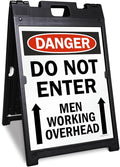 SmartSign 24 x 18 inch “Danger - Do Not Enter, Men Working Overhead” Two-Sided BabyBoss A-Frame Sign Kit, Plastic, Multicolor (1 A-Frame + 2 Sign Panels), Made in USA