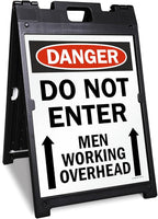 SmartSign 24 x 18 inch “Danger - Do Not Enter, Men Working Overhead” Two-Sided BabyBoss A-Frame Sign Kit, Plastic, Multicolor (1 A-Frame + 2 Sign Panels), Made in USA
