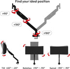 Pixio PS2S Titan Black Ultrawide Mega Heavy-Duty Premium Single Monitor Arm Stand fits up to 57 inch Monitors Holds up to 59.4lbs VESA Compatible Integrated Cable Management