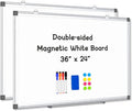 AMUSIGHT 2 Pack Double-Sided Magnetic Whiteboard, 36" x 24" Dry Erase Board, Aluminum Frame White Board for Wall, Hanging Mounting White Board Dry Erase Marker Board for Office, School, Home