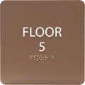 ADA CENTRAL SIGNS - 6" X6" Floor 5 Sign - ADA Compliant Tactile Graphics Grade 2 Braille Text Acrylic Wall Signs - Directional Assistance, Floor Number Safety Sign for Office, school Hospital, Apartment