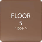 ADA CENTRAL SIGNS - 6" X6" Floor 5 Sign - ADA Compliant Tactile Graphics Grade 2 Braille Text Acrylic Wall Signs - Directional Assistance, Floor Number Safety Sign for Office, school Hospital, Apartment
