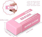 SIKAO Pink Erasers, 6 Pack Block Pencil Erasers – Smudge-Free Latex-Free Cute Erasers for Kids & Girls, School Supplies, Clean Erase for Homework, Journaling & Drawing