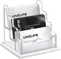 Uniclife Acrylic Business Card Holder for Desk 3 Slots Clear Horizontal Business Card Display Stand for Men & Women Desktop Name Card Organizer Card Stand for Office Home Exhibition, 180 Card Capacity
