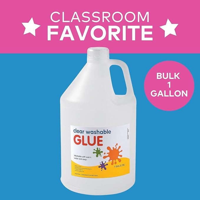Fun Express Clear Glue Gallon for Crafts & Slime Making - Premium PVA School Glue Bulk Supply | Non-Toxic Washable Liquid Craft for Kids Art Projects, Classroom Activities & DIY Slime Supplies