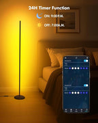 Vexinat Corner Floor Lamp - 2 Pack LED Corner Lamp with App/Remote/Button Control, Smart LED Floor Lamp with Music Sync and 16 Million Colors, Color Changing Standing Lamp for Living Room, Bedroom