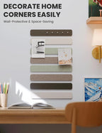 Fluxynara Cork Board Alternative Felt Strip Board 8-Pack 13"x2", Office Pin Board with 50 Push Pins, Adhesive Install for Bedroom Door & Home Office(Linen Dusk)