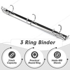 3 Ring Binder 2 Inch, PANDRI 6 Pack 2-Inch Binder Fits Letter Size 8.5'' x 11'' Paper, Versatile Binders for Office Home School, 2 Pockets, White