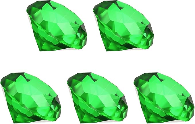 PATIKIL 5 Pcs Diamond Crystal Paperweight, 40mm / 1.57 Inch Crystal Paperweight Paper Weight for Home Office Desktop Table Decor Wedding Party Jewelry Ornaments, Green