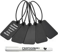 100 Black Blank Plastic Tags for Labeling Waterproof Hanging Labels Writable Tags Seal Plastic Marking Label for Clothes Bags Keys Inventory with One Marker Pen