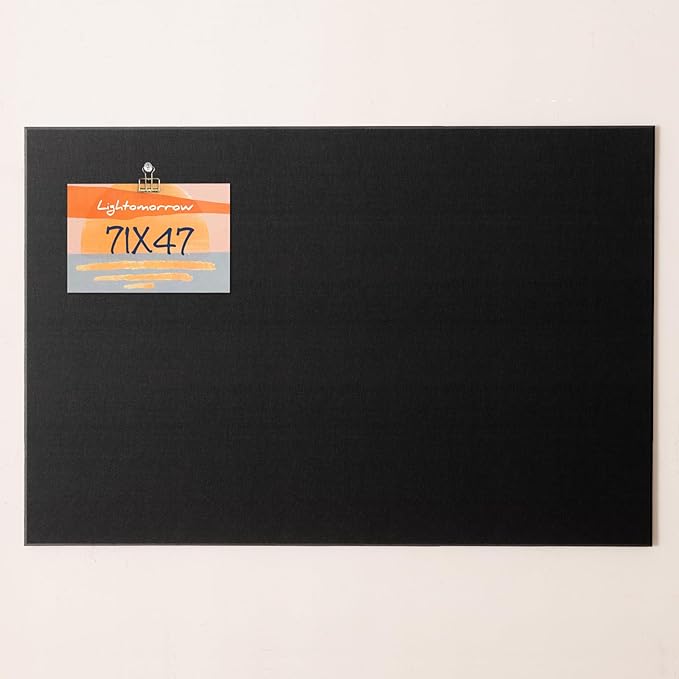 Lightomorrow Thickened Bulletin Board - 71 x 47 Inches, Decorative Felt Board Pin Board for Wall - 3' x 2' Foldable Photo Display Board with Self-Adhesive Tape, Includes 20 Push Pins - Black