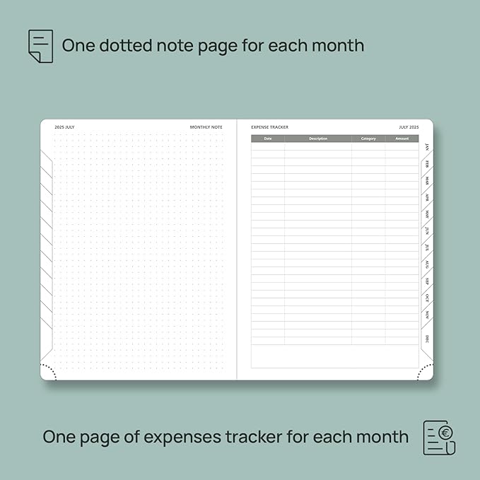 POPRUN Monthly Planner 2025-2026 (Medium- 6.5'' x 8.5'' Soft Cover), 18-Month Calendar Book (Jul.2025-Dec.2026), Calendar Planner with Monthly Tabs & Pocket, 100 GSM Paper - Burgundy