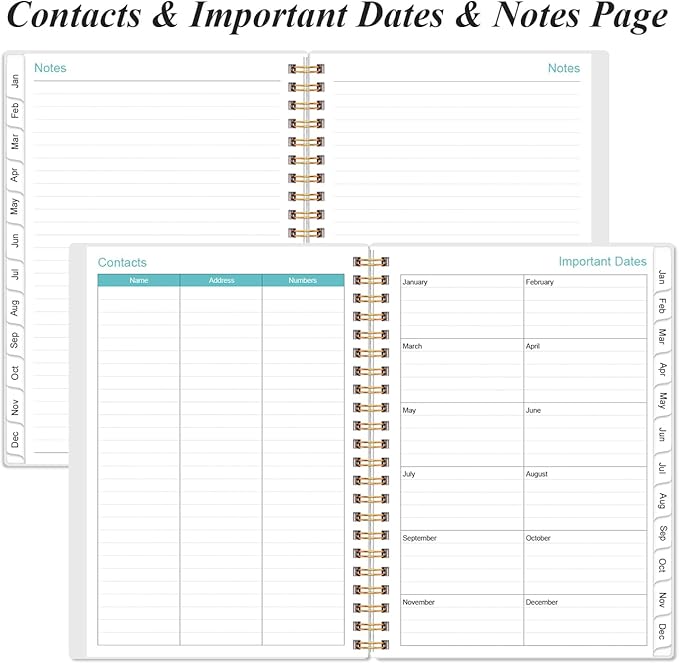 2026 Daily & Monthly Planner - One Page Per Day, Daily Planner 2026 from January 2026 to December 2026, Planner 26 with 12 Monthly Tabs, 6.4" x 8.5", Rose Leaf