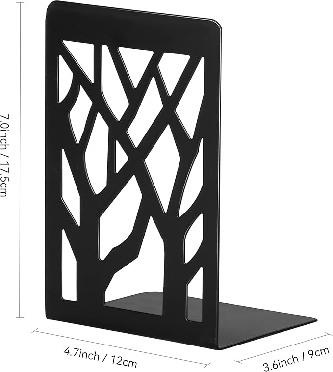 Book Ends, Bookends, Bookends for Shelves, Bookend, Book Ends for Heavy Books, Black Metal Book Shelf Holder Home Decorative, Book Stoppers for Shelves, Bookend Supports 5 Pair