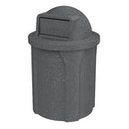 Campus Collection 42 Gallon Round 100% Recycled Plastic Heavy-Duty Commercial Outdoor or Outdoor Trash Can with Push Lid and Internal Liner | Great for Schools and Businesses - Dark Granite