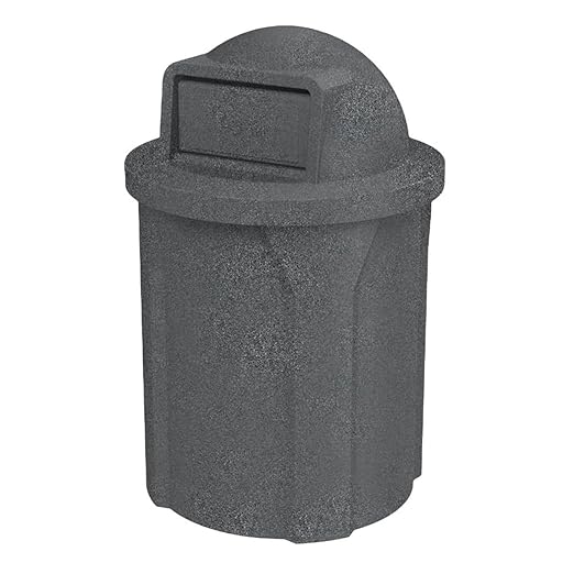 Campus Collection 42 Gallon Round 100% Recycled Plastic Heavy-Duty Commercial Outdoor or Outdoor Trash Can with Push Lid and Internal Liner | Great for Schools and Businesses - Dark Granite