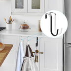 FYY 6PCS Over The Door Hooks, Door Hangers Hooks with Rubber Prevent Scratches Heavy Duty Organizer Hooks for Living Room, Bathroom, Bedroom, Kitchen Hanging Clothes, Towels, Hats, Bags Black+White