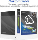 Comix Sturdy 3-Ring-Binder 1-inch D Ring Binders, 2.4mm-Thick, Hold 225 Sheets of 8.5" x 11" Paper, 8 Pack (White)
