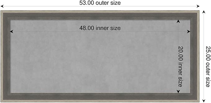 Amanti Art Grey Framed Magnetic Board 25x53 Oversize Vision Board for use with Magnets, 100% Metal Sheet to Display Items as Office Decor or for Home Organization in mudroom, Kitchen or Kids Room