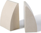 Koville Marble Bookends for Shelves, Large Bookends for Heavy Books, Natural Stone Book Stopper for Books CD Movies, Aesthetic Decorative Book Ends (Sail-Beige)