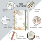2026 Planner - A5 Weekly & Monthly Planner Spiral Bound, January 2026 - December 2026, with Flexible Cover, Tabs, Inner Pocket, 6.4" x 8.5", Rose Leaf