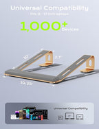 JCZT Aluminum Laptop Stand, Notebook Stand with Wrist Rest, Ergonomic Detachable Laptop Mount, Computer Stand Compatible with 10-17'' All Laptops Such as MacBook Air Pro/HP/Dell/Lenovo, Gold