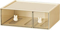 OSteed Desktop Drawers, Desk Organizer with 2 Drawers & Bunny Handles, Stackable Plastic Storage Box for Home Collection, Cosmetics, Office Supplies (1 Tall Layer, Cream & Clear)