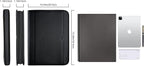 ProCase Portfolio Business Padfolio Folder with Zipper, Conference Meeting Executive File Legal Document Organizer with Pockets Letter Size A4 Writing Pad Notepad Padfolio -Black