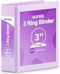SUNEE 3 Ring Binder 3 Inch 1 Pack, Clear View Binder Three Ring PVC-Free (Fit 8.5x11 Inches) for School or Office Supplies, Purple