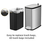 KdbK Stainless Steel Bathroom Trash Can with Lid Soft Close,1.6 Gallon Slim Garbage can,Small Metal Step Wastebasket for Office, Bedroom, Toilet, Live Room