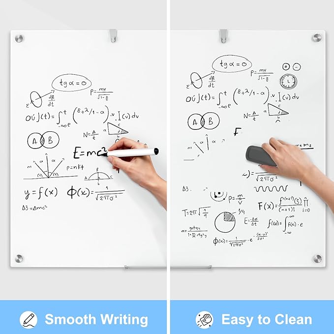 48 x 36 Inches Glass Whiteboard, Magnetic Glass Dry Erase Board for Wall, 4' x 3' Brilliance White Board for Office, Home, School