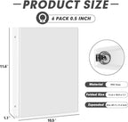 3 Ring Binder 0.5 Inch, PANDRI 6 Pack Binder Fits Letter Size 8.5'' x 11'' Paper, Versatile Binders for Office Home School, 2 Pockets, White