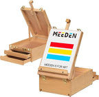 MEEDEN Large Tabletop Easel Sketchbox, Adjustable Solid Beech Wood Desktop Easel Box, Travel Easel for Artists, Table Top easels for Painting, Wooden Art Storage Box for Artist, Adults & Beginners
