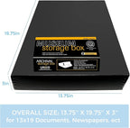 Lineco 13x19 Black Museum Storage Box, Removable Lid and Drop Front Design, 13.5 x 19.5 x 3 in Archival with Metal Edge, For Picture Longevity, Photos, Document, Crafts, Paper Art Print