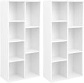 VASAGLE Set of 2 Bookcases, Bookshelves, 7 Compartments, Freestanding Shelves and Cube Organizers, Display Shelves for Small Spaces, for Living Room, Bedroom, and Home Office, Cloud White ULBC27WT-2