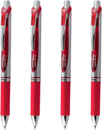 Pentel EnerGel RTX Liquid Gel Pens, Medium (0.7mm), Red Ink, 4-pk (BL77PF4B)