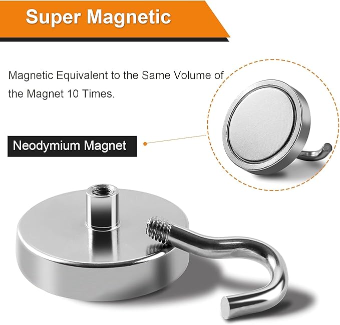 DIYMAG Magnetic Hooks for Hanging Cubicle Accessories, 120lbs 2026 Cruise Cabin Ship Essentials Magnetic Hook Heavy Duty Strong Magnets Fridge for Classroom Beach Kitchen Grills 4 Pack Silver