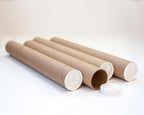 Packhorse Supply 4-pack Kraft Mailing Tubes with Caps | 2.5-inch x 24-inch Usable (25" total length) | Heavy-Duty Cardboard Poster Tubes for Shipping and Storage of Documents and Art