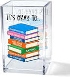 Vgrti It's Okay To Make Mistakes Acrylic Cosmetic Pencil Pen Holder Cup, Motivational Desk Organizer Accessory for Office School, Inspirational Quote Gifts for Women Book Lover Coworker Sister Teacher
