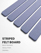 Fluxynara Cork Board Alternative Felt Strip Board 5-Pack 13"x2", Office Pin Board with 35 Push Pins, Adhesive Install for Bedroom Door & Home Office(Soft Periwinkle)