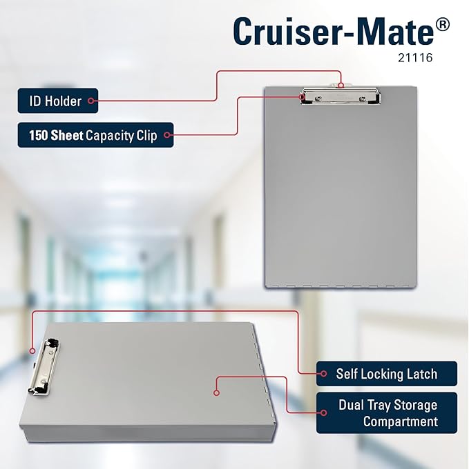 Saunders Metal Clipboard with Storage, Silver Dual Layer Nursing Clipboard Folio, Letter Size Paper Organizer, Slim Steel Clip, Form Holder Clip Board for Office, School & Work - Made in USA