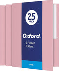 Oxford Twin-Pocket Folders, Textured Paper, Letter Size, Pink, Holds 100 Sheets, Box of 25 (57568EE)