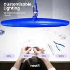 Neatfi XL 2,200 Lumens LED Task Lamp, 24W Super Bright Desk Lamp, 117 Pcs SMD LED, 4 Level Brightness, Dimmable, Task Light for Home, Office, Workbench (Non-CCT, Sapphire Blue)