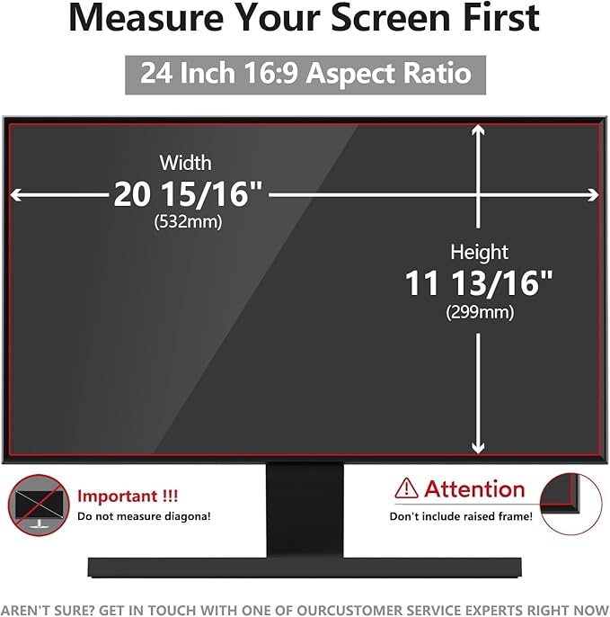 Pozlle 24 Inch Computer Privacy Screen Shield [2 Pack] for 16:9 Widescreen Desktop Monitor - Anti-Glare Blue Light Privacy Filter and Anti Spy Privacy Screen Protector Film