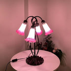Bieye LS02 Lily Flower Blown Glass Lampshade (White Pink, Opening I.D. 1.26" x O.D. 1.5")