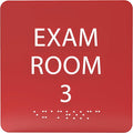 6" X6" Exam Room 3 Sign - ADA Compliant Tactile Graphics Grade 2 Braille Text Acrylic Wall Signs - Educational Institution Directional Assistance Test Center Door Sign for Schools